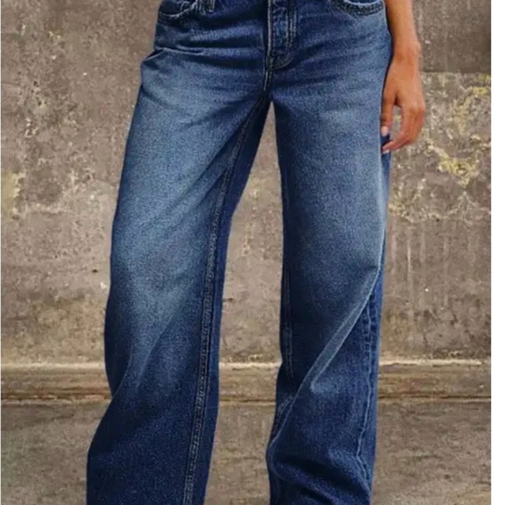 Stylish Indigo Women's Straight Leg Jeans Size large